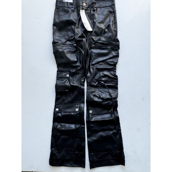 First Row WOMENS WIDE LEATHER CARGO PANTS 34/35 - Picture 1 of 6